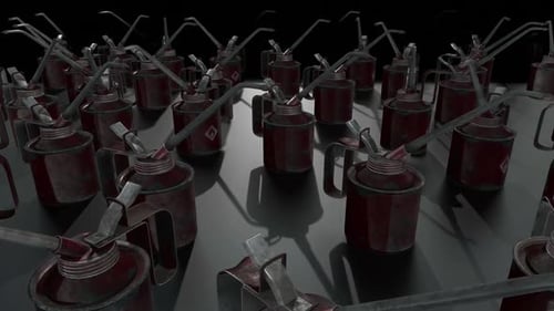 Retro Industrial Oil Cans Loop Animation