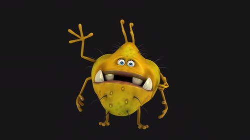 Fun 3D cartoon bug saying hi (with alpha channel)