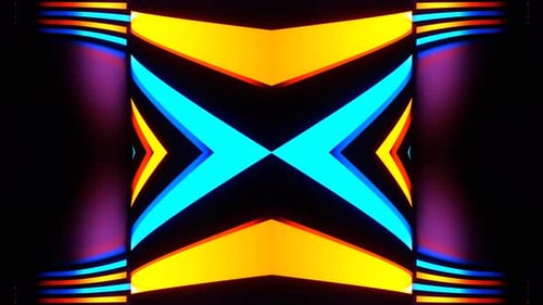 Blue And Orange Neon Curved Walls Kaleidoscope Background Vj Loop In 4K