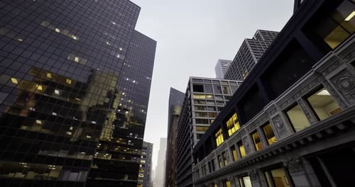 Illumination During Night Transforms City Workplace Into Energetic Hub