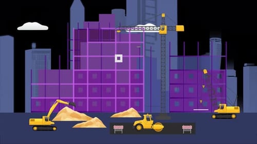 Workers Work In Construction On Alpha Channel 4K