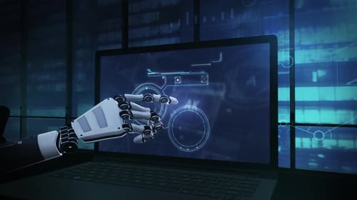 A Figurative Video About the Work of Artificial Intelligence on a Laptop