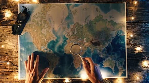Unrolling Old World Map in the Night