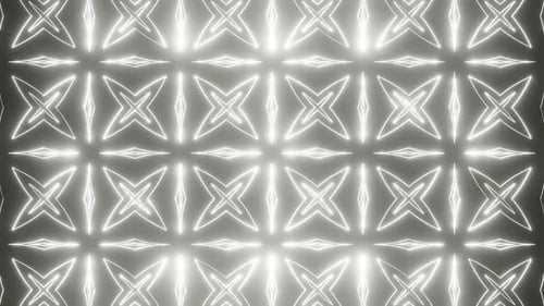 Motifs abstraits d'étoiles brillantes au néon blanc sur noir, arrière-plan, animation en boucle VJ en HD