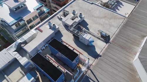 Aerial Video of Rooftop Ventilation Blocks on Trade Complex