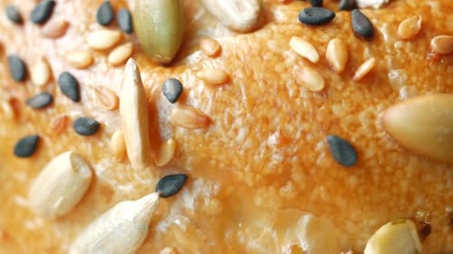 Macro Shot of Bread with Seeds