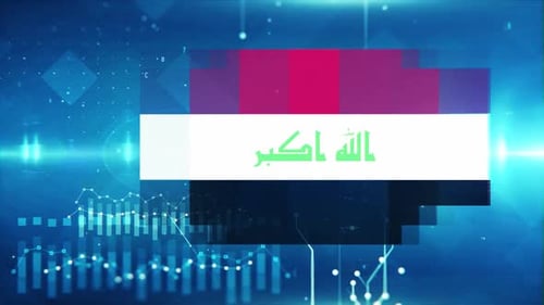 Iraq Flag On Economy Background And Graph