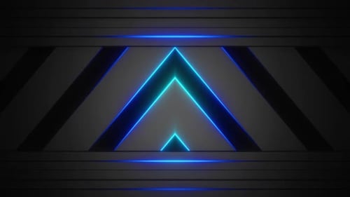 Futuristic Blue Neon Triangle Tunnel Background Animation