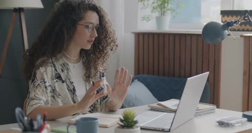 Woman Working from Home on Video Call