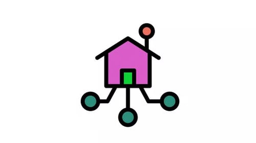 Animated Flat Design Smart Home Network Icon