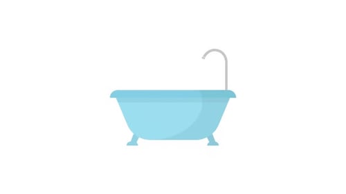 Animated Bathtub with Shower and Bubbles Icon