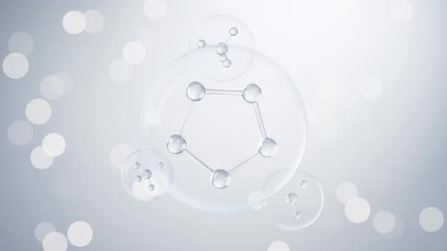 Abstract Molecular Structure with Floating Bubbles Animation