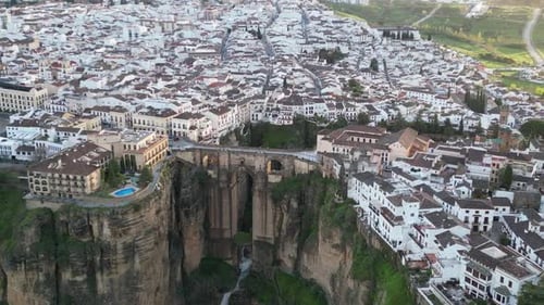 Aerial view of Puente Nuevo bridge, Ronda, Spain.