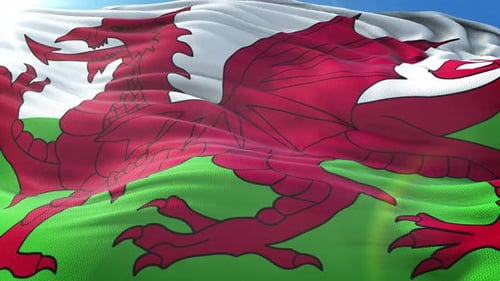 Realistische Flagge von Wales 4K vergrößern