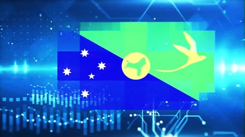 Economy Background with Christmas Island Flag and Graph