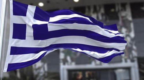 Realistic Waving Greek Flag 3D Animation