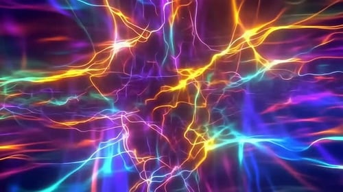 Vibrant Abstract Neon Electric Energy Waves Motion Graphic B