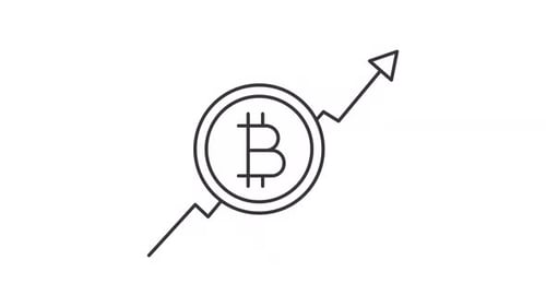 Animated Flat Design Bitcoin Growth Line Icon