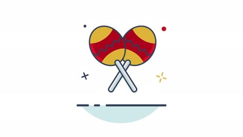 Animated Flat Design Maracas Icon for Celebration Videos