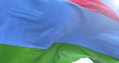 Red Blue Green Realistic Flag Waving Seamless Loop