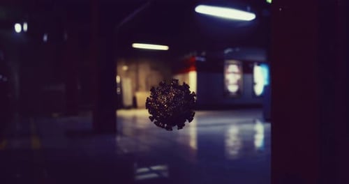 Mysterious Virus Floats in an Urban Environment During Nighttime Exploration