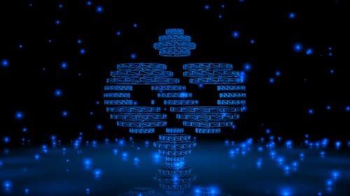 Abstract Blue Wireframe Figure Morphing Digital Background