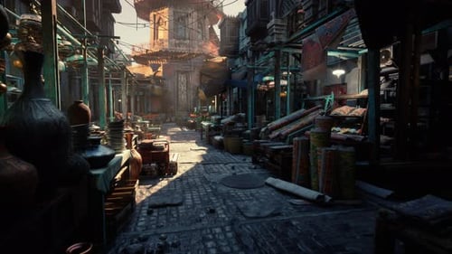 Old Town Passage Showcasing Reflections and Atmospheric Lighting