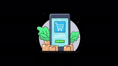 Mobile Online Shopping and Order Delivery Animation