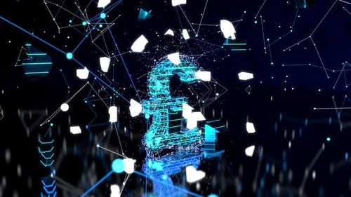 Digital Pound Currency Symbol Network Reveal Animation