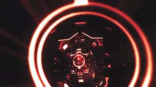 Yellow Glowing Tech Animation Tunnel