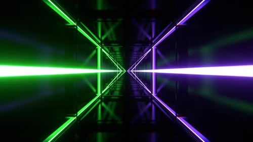 Purple And Green Abstract Sci Fi Square Tunnel Background VJ Loop l 4K