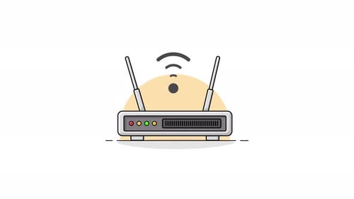 Animated Flat Design Router Icon for Network Technology