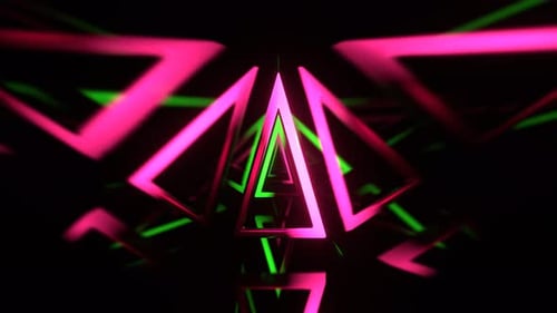 Green And Pink Infinity Neon Triangle Portal Background Vj Loop I 4K