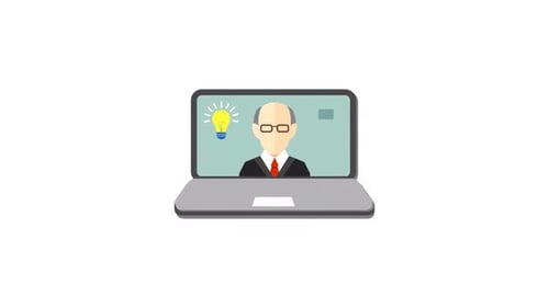 Animated Flat Design Laptop Video Call and Idea Concept