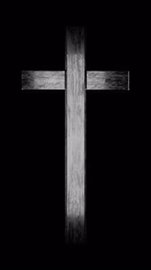 Vertical background chrome religious christian cross rotate, 3d render with alpha channel