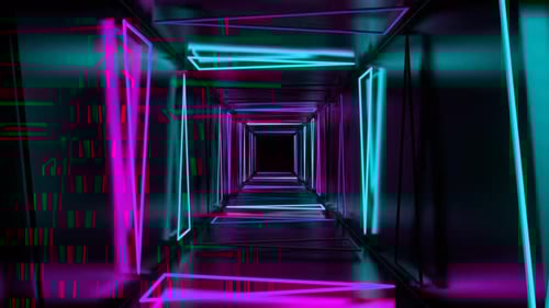 Cyan And Pink Neon Strobe Triangles Tunnel Background Vj Loop In 4K