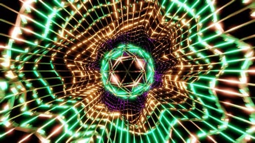 vj loop synth pop retro background cyber orb in space tunnel 3d background