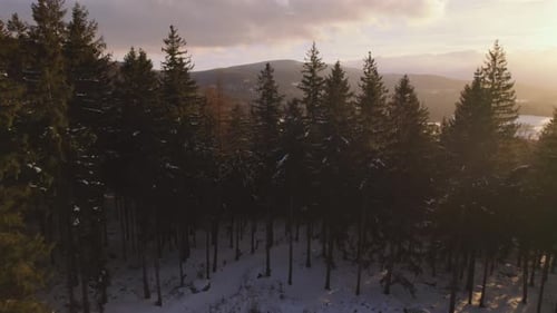 Aerial Over Valley in Mountains