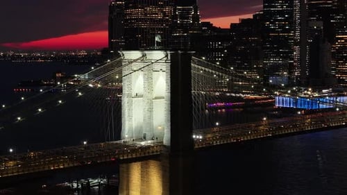 Sunset in Brooklyn Bridge At Manhattan In New York United States
