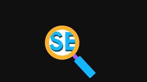 Modern Magnifying Glass Searching SEO Text Animation