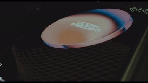 Ocean Freight Inscription on Smartphone Screen Designer Making an Advertisement Design on Mobile App