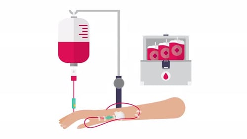 Medical Blood Transfusion Animation with IV Drip and Bags