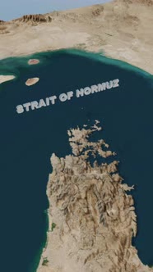 Modern 3D Map Reveal of Strait of Hormuz
