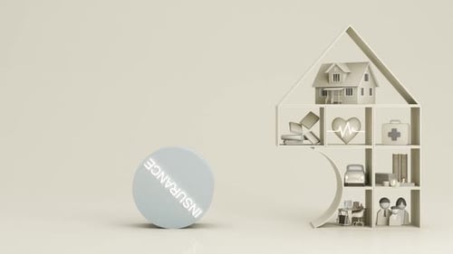 3D Animation of Insurance Disk Covering Home and Life Assets