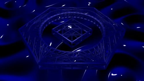 Abstract Geometric Sci-Fi Wireframe Rotating Loop Background