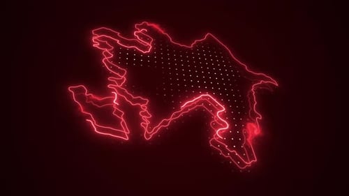 Red Neon Glow Map Outline Animation