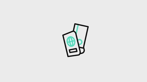 Flat Design Travel Passport and Ticket Reveal Animation