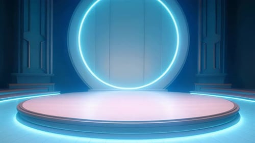 Glowing Neon Ring Virtual Stage Background Animation