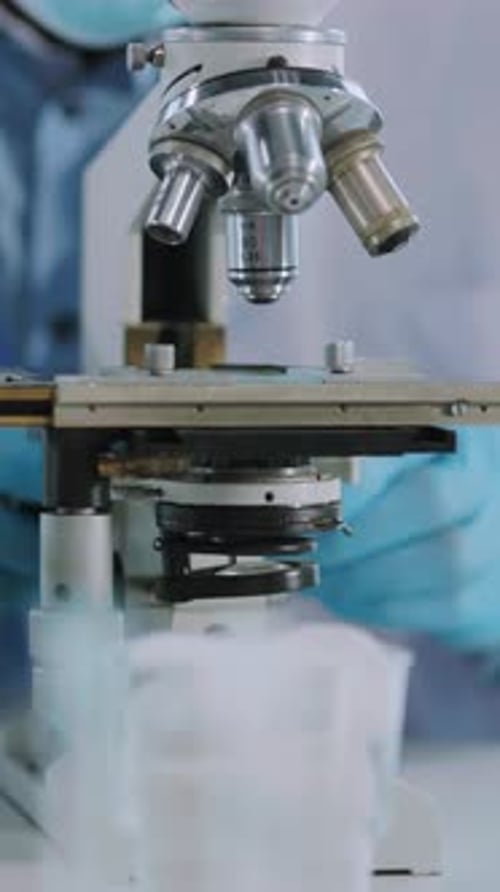 Close Up of Microscope in Laboratory