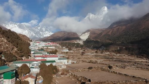 Drone Capture of an Isolated Himalayan Settlement Highlighting Traditional Craftsmanship and Lofty